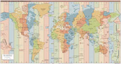 Large detailed Time Zones map of the World - 2015.