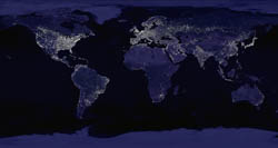Large map of Earth at Night.