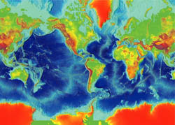 Large map of the Earth fractured surface.